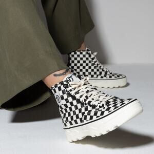 NEW Vans Sentry WC Canvas Checkerboard Marshmallow Black Men 7.5 Women 9
